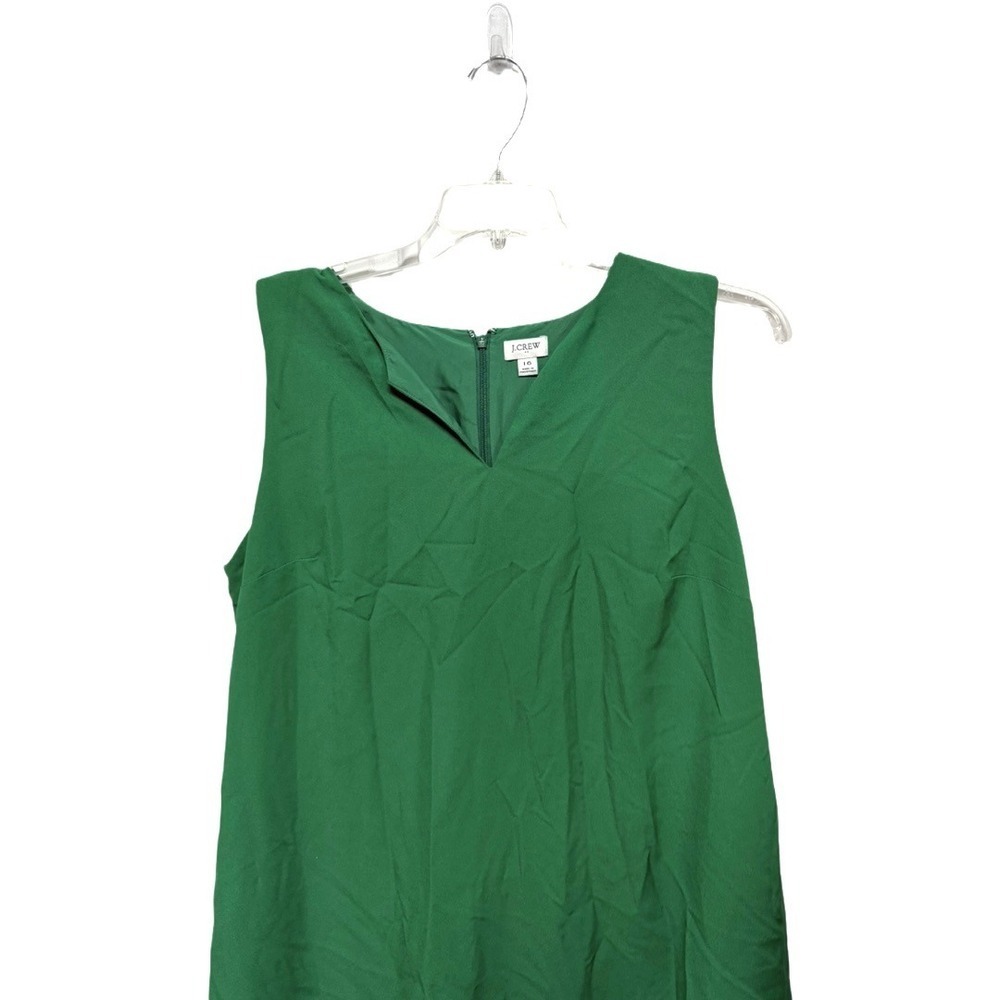 J. Crew Jade Green Split Neck Sleeveless Dress Prep Business Date Night Size 16 - Picture 2 of 6